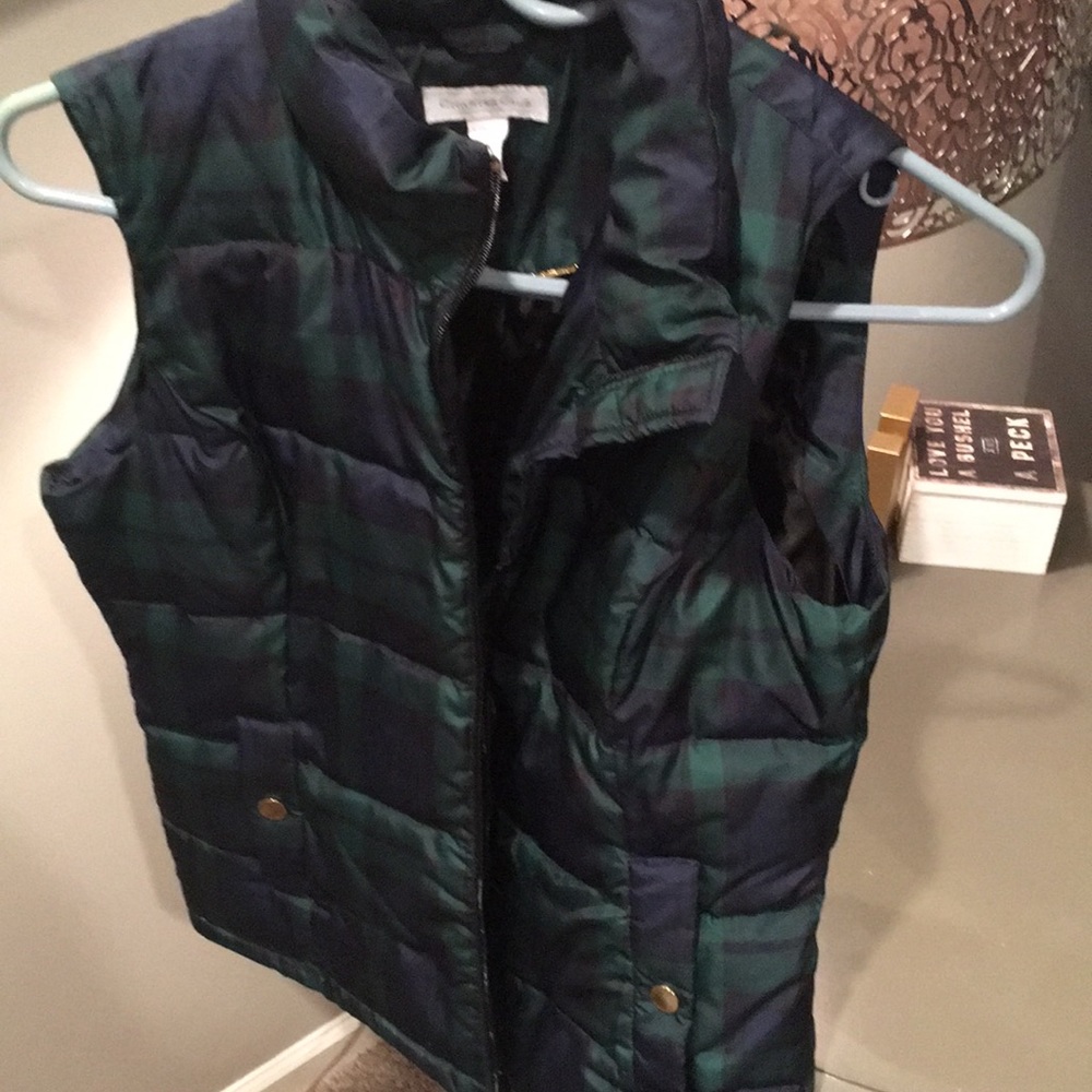 Plaid puffy vest